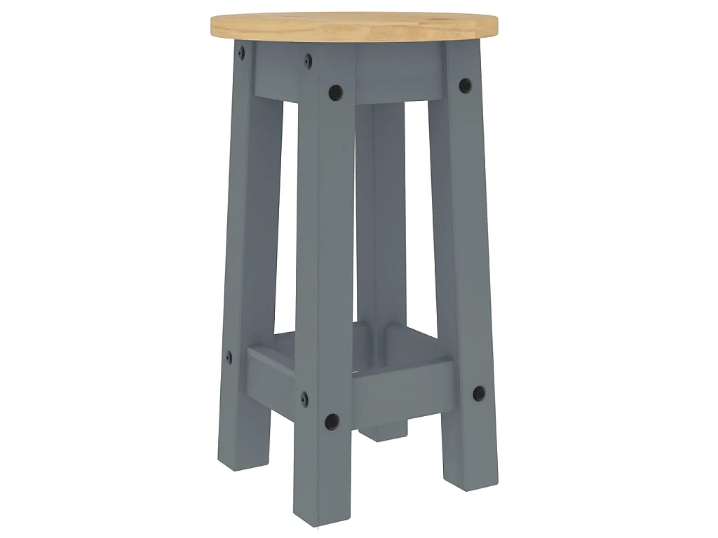 Tabourets de bar lot de 2 gris bois massif de pin