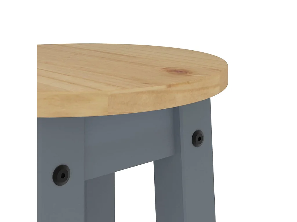 Tabourets de bar lot de 2 gris bois massif de pin