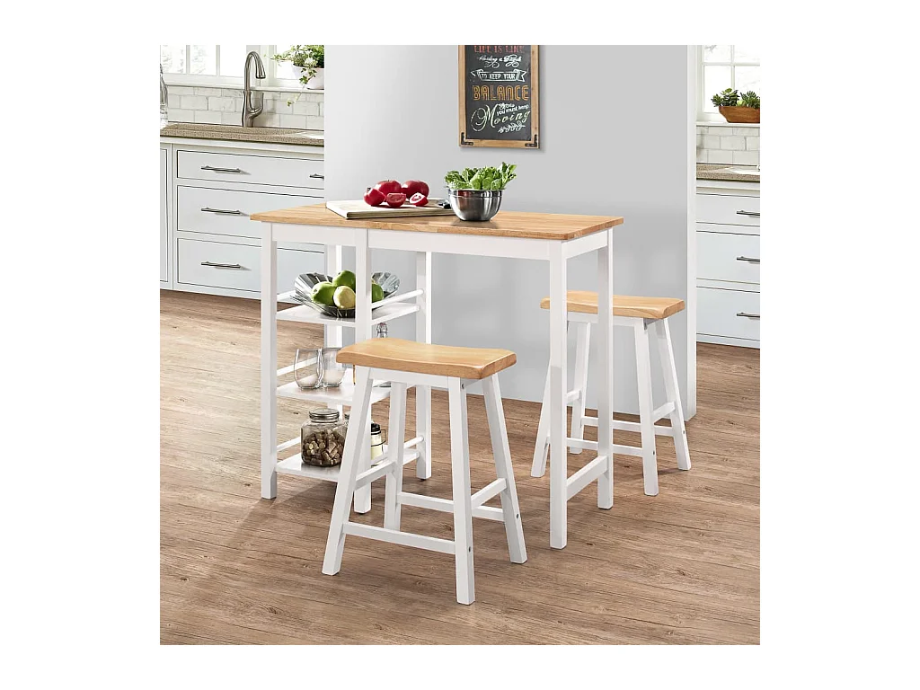 Bar Set 3 Stück MDF Weiß