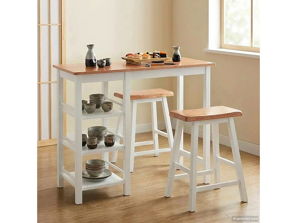 3-delige Barset MDF wit