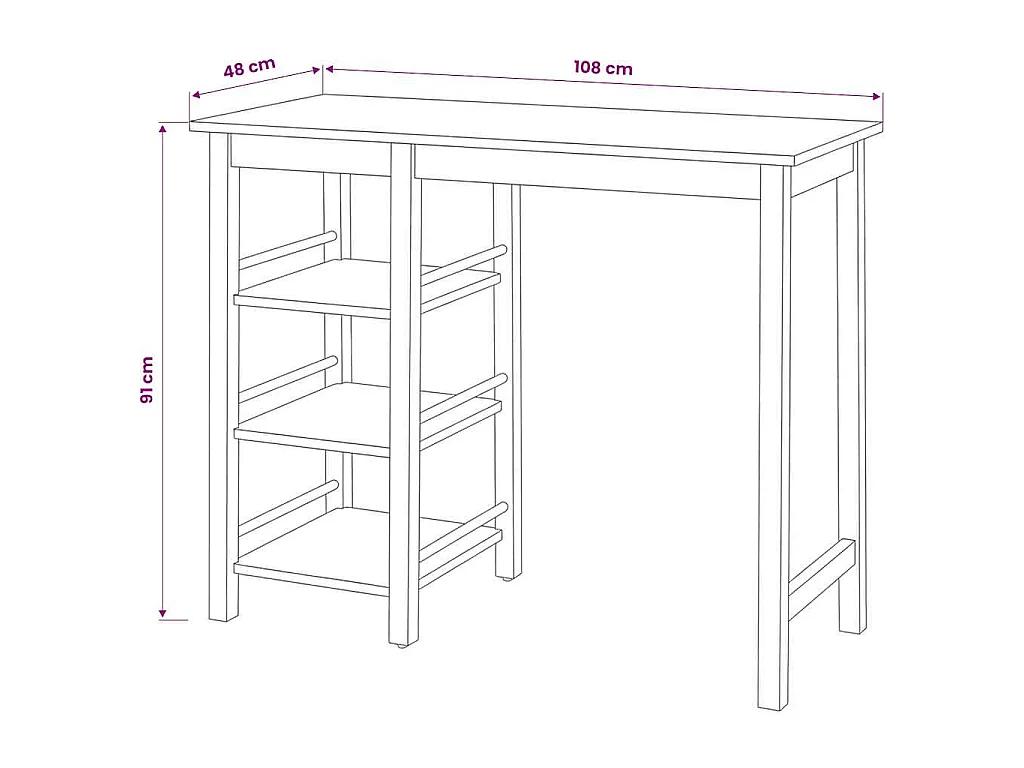 3-delige Barset MDF wit