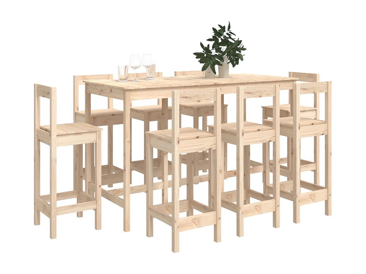 9-delige Barset massief grenenhout