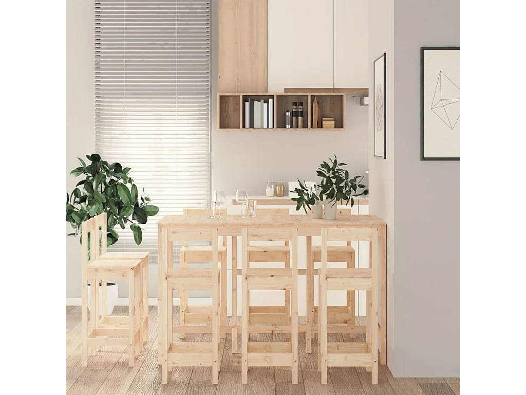 9 pcs conjunto de bar pinho maciço