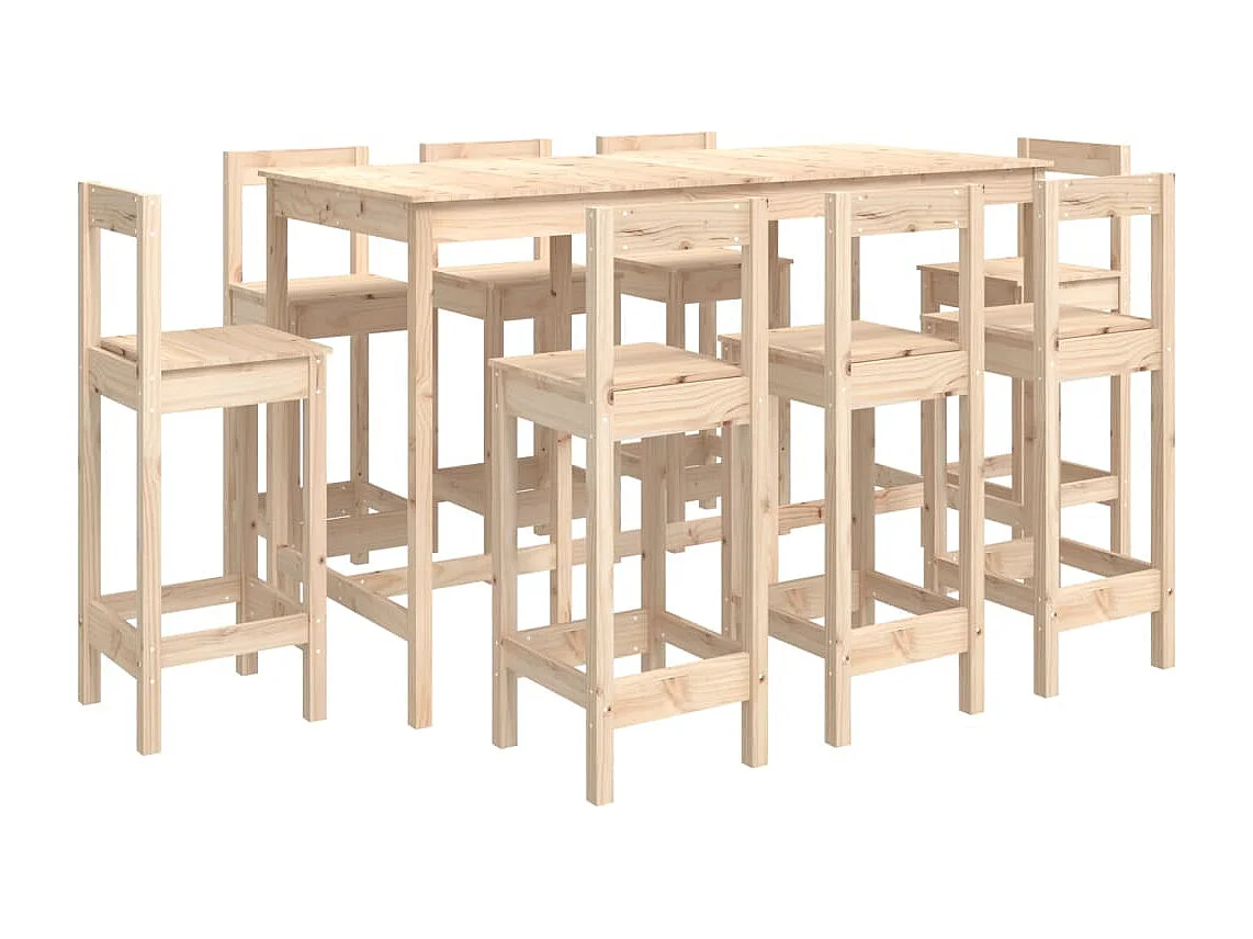 Ensemble de bar 9 pcs Bois de pin massif