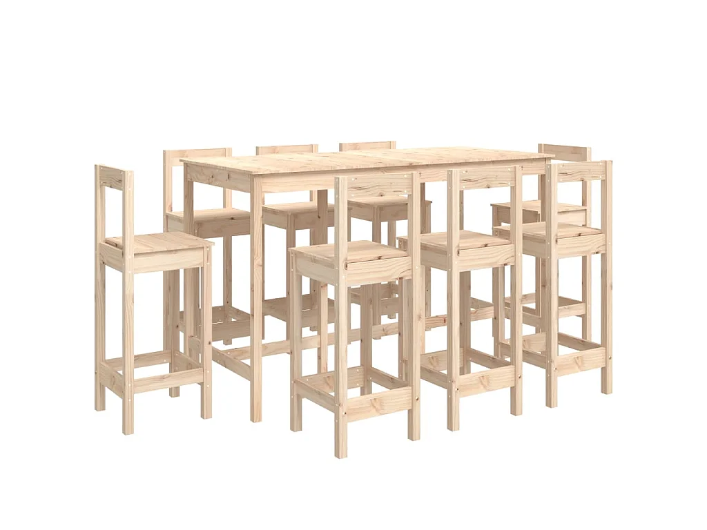 9-tlg. Bar-Set Massivholz Kiefer