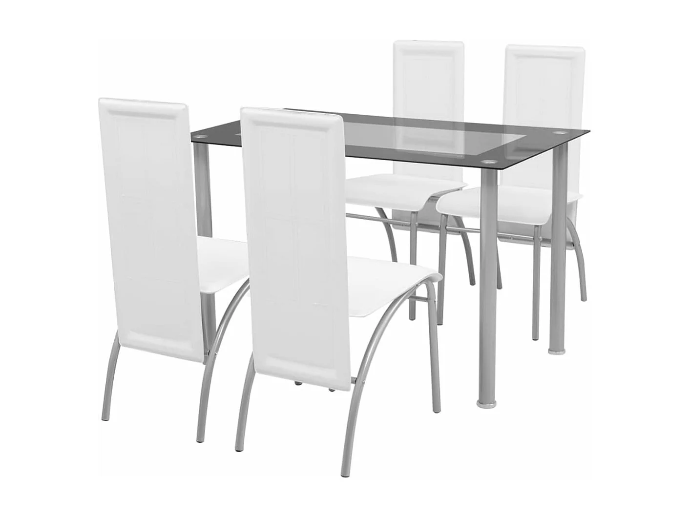 Conjunto de Comedor Cuero Artificial de Cinco Piezas de Color Blanco