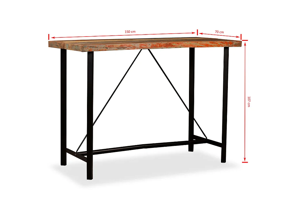 Set da Bar 7 pz in Legno Massello di Recupero