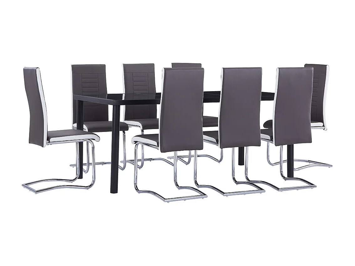 Ensemble de salle à manger 9 pcs Similicuir Gris