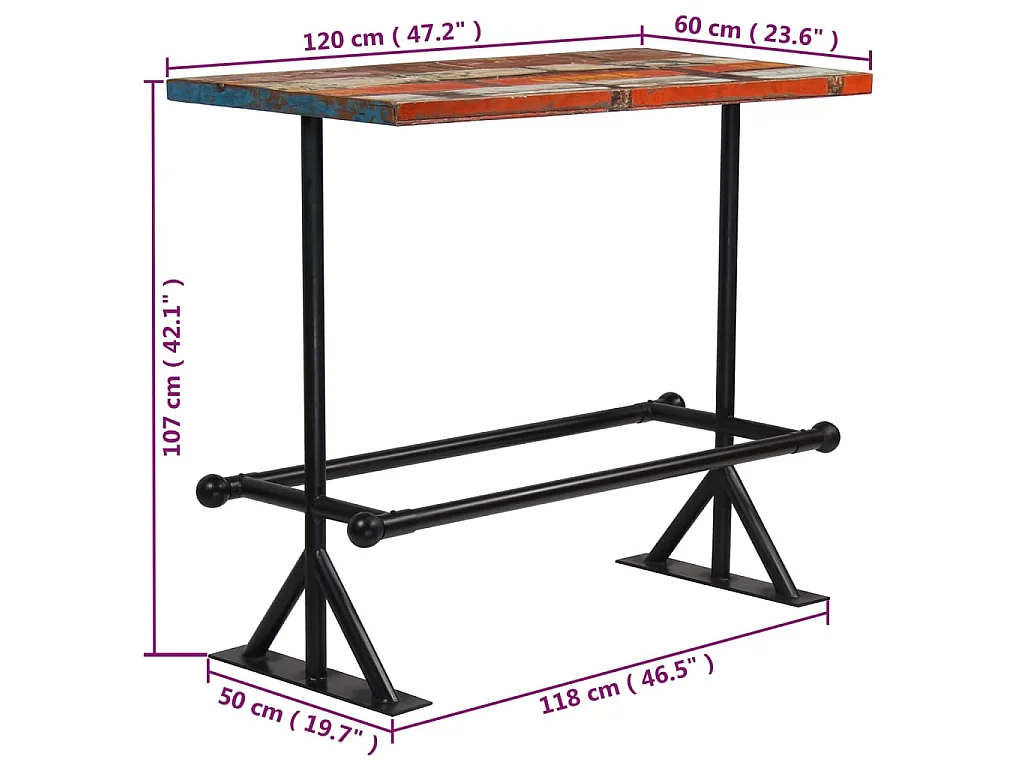 Mobilier de bar 5 pcs Bois de récupération massif Multicolore
