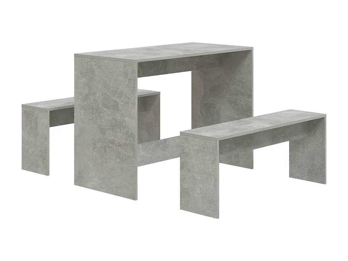 3-delige Eethoekset bewerkt hout betongrijs