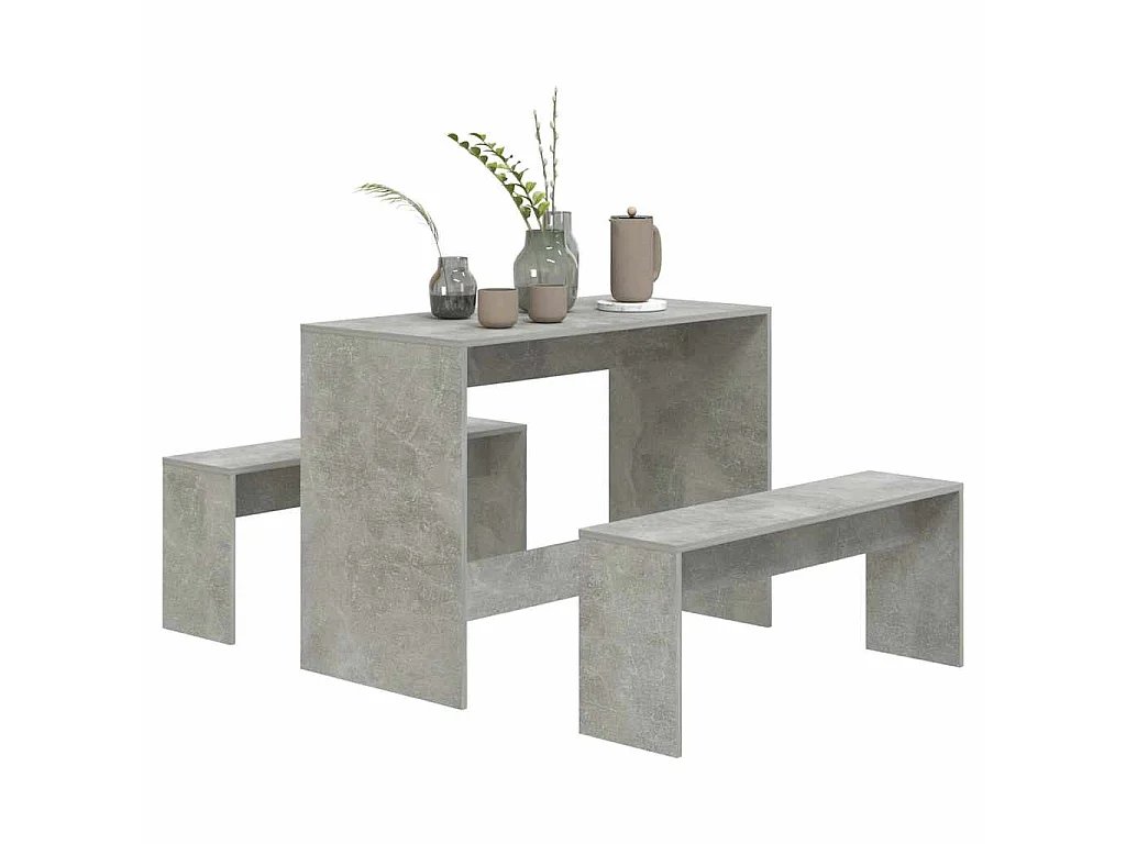 Ensemble à manger 3 pcs Gris béton Bois d'ingénierie