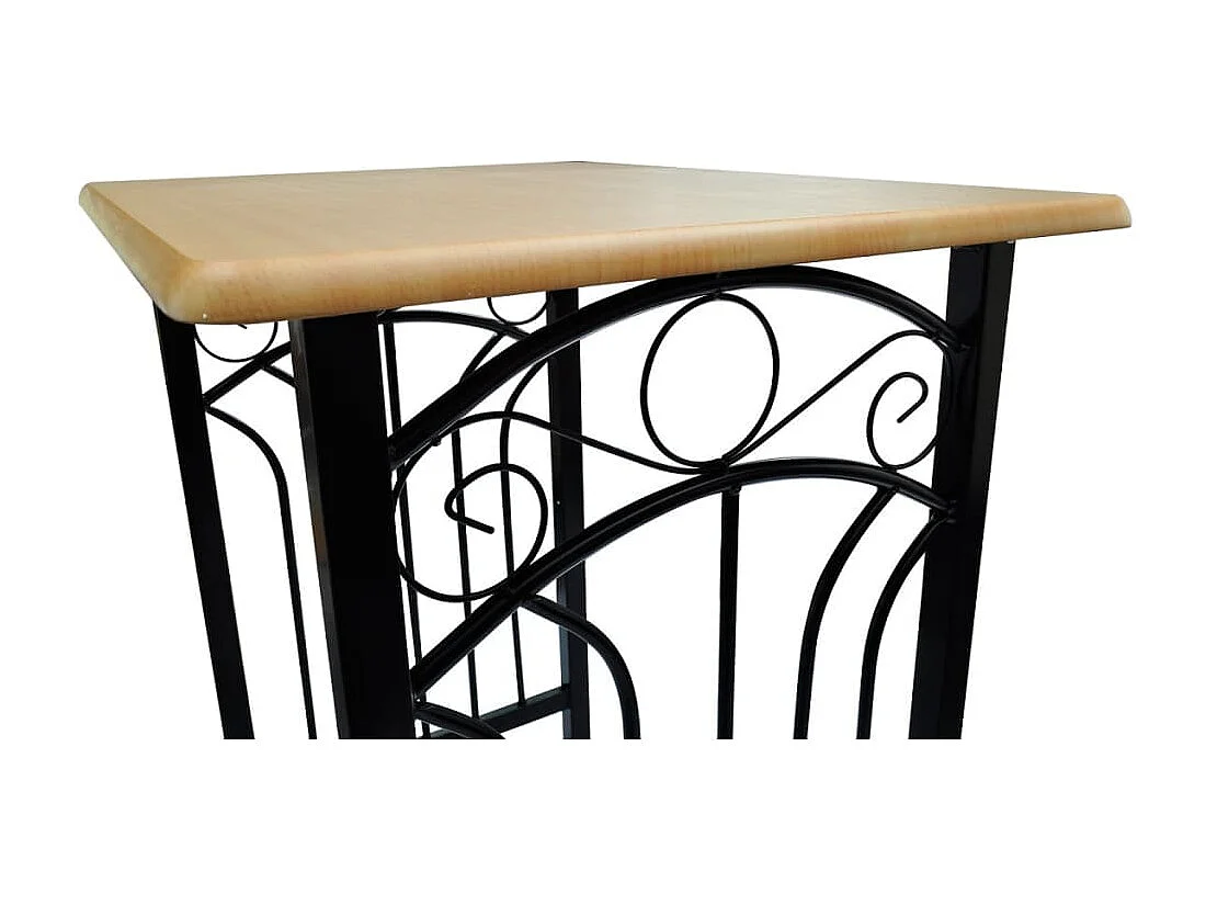 Set Tavolo da Pranzo / Bar e Sedie in Legno e Acciaio Marrone