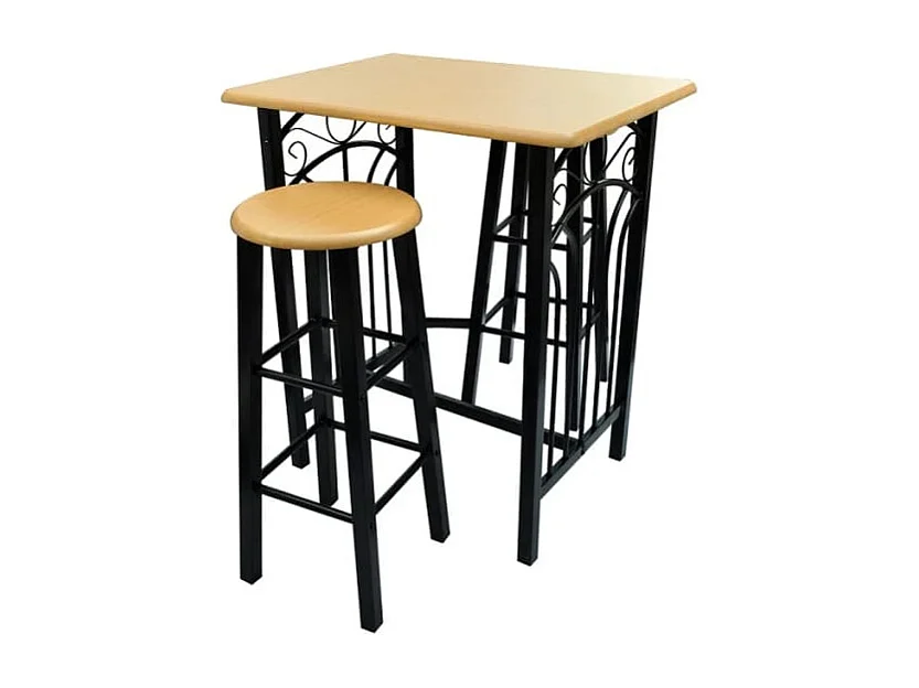 Ensemble de table à dîner Bois brun roux avec noir Acier