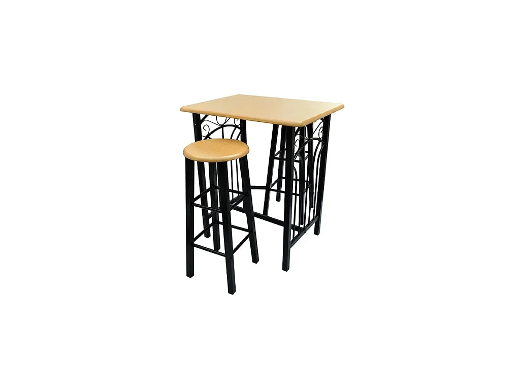 Ensemble de table à dîner Bois brun roux avec noir Acier