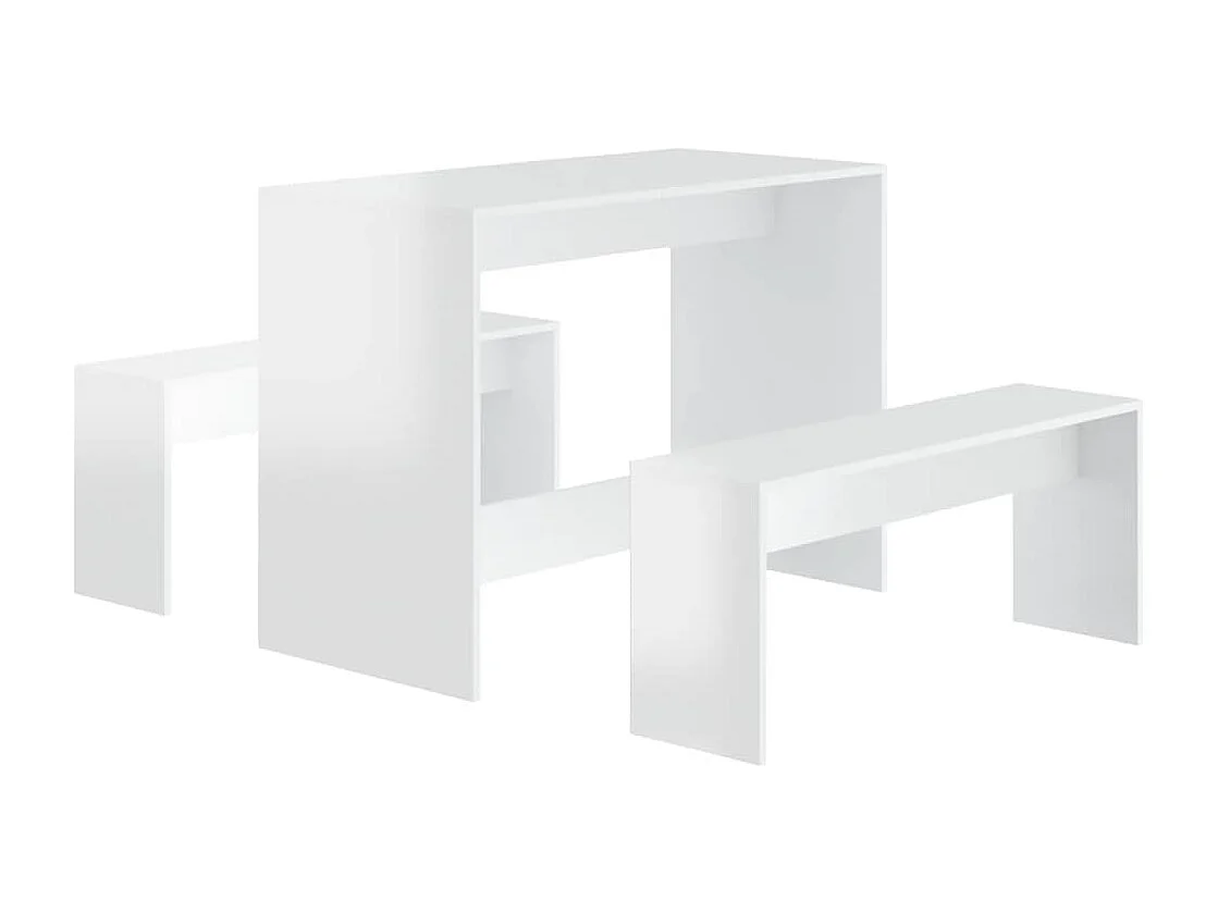 Ensemble à manger 3 pcs Blanc brillant Bois d'ingénierie