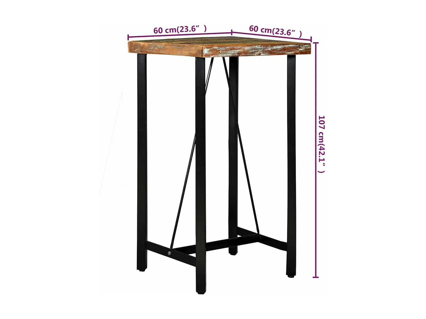 Barset massief gerecycled hout, echt leer en canvas 3-delig