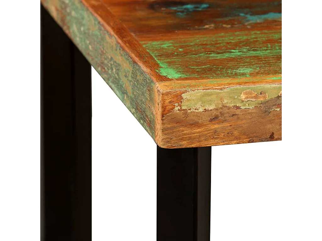 Set da Bar 3 pz Legno Massello di Recupero Vera Pelle e Tessuto
