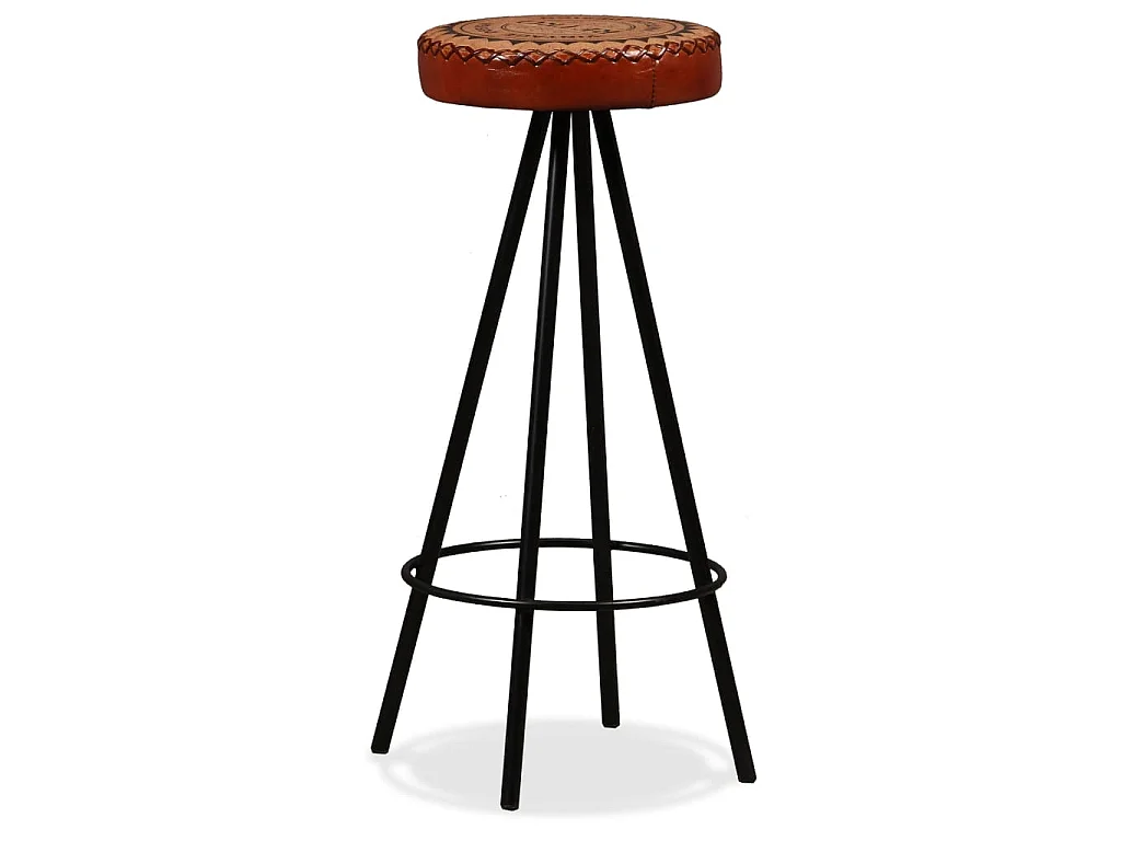 Set da Bar 3 pz Legno Massello di Recupero Vera Pelle e Tessuto