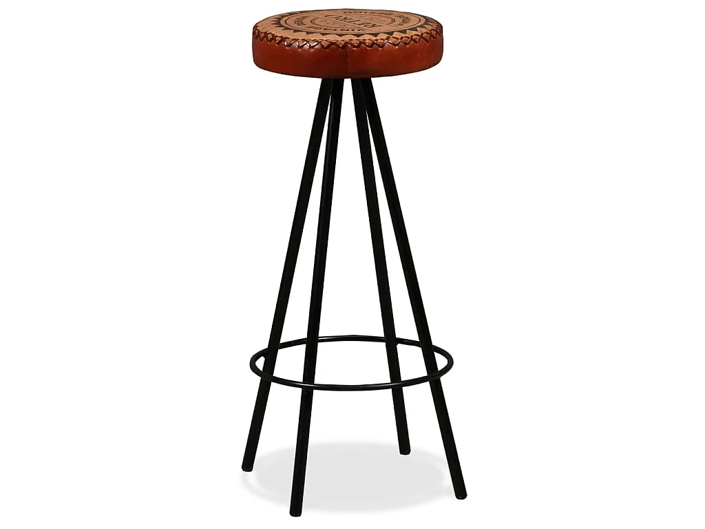 Set da Bar 3 pz Legno Massello di Recupero Vera Pelle e Tessuto