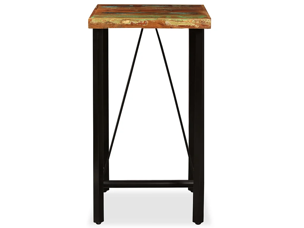 Barset massief gerecycled hout, echt leer en canvas 3-delig