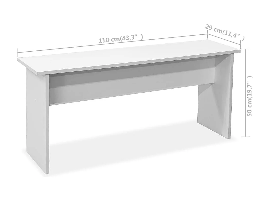 Eettafel en banken 3 st bewerkt hout wit