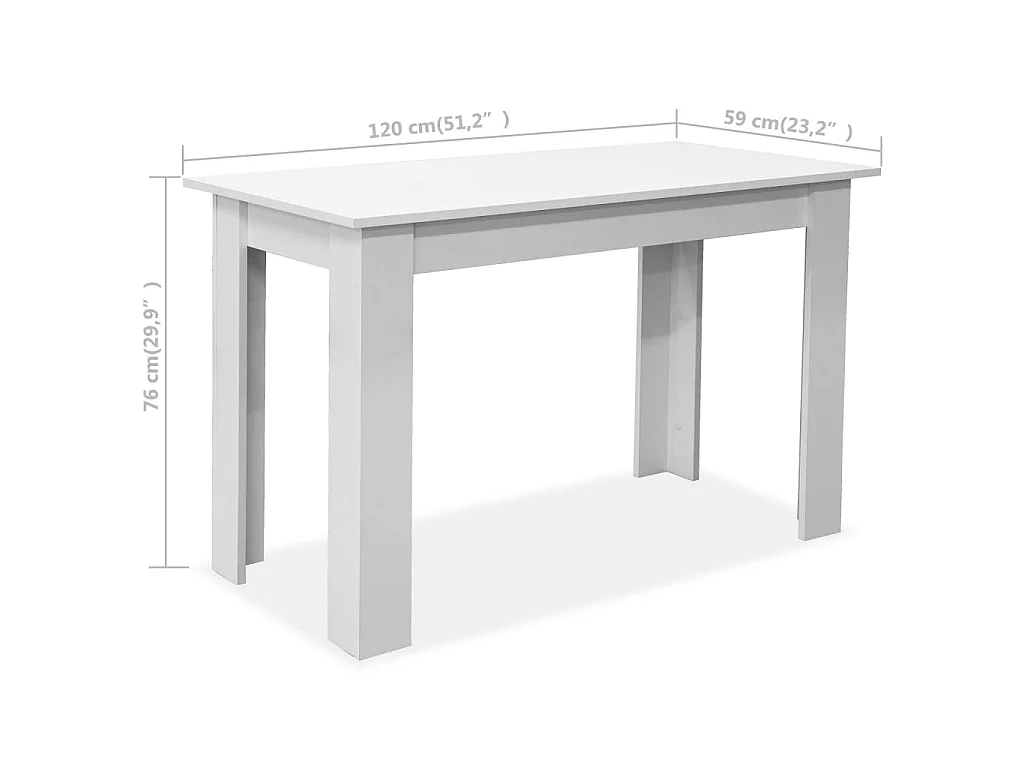 Eettafel en banken 3 st bewerkt hout wit