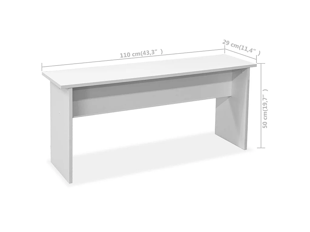 Eettafel en banken 3 st bewerkt hout wit