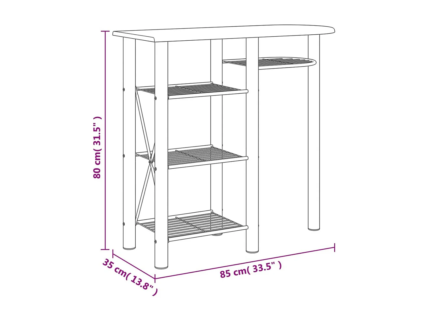 Ensemble de bar 3 pcs gris et marron bois d'ingénierie et fer