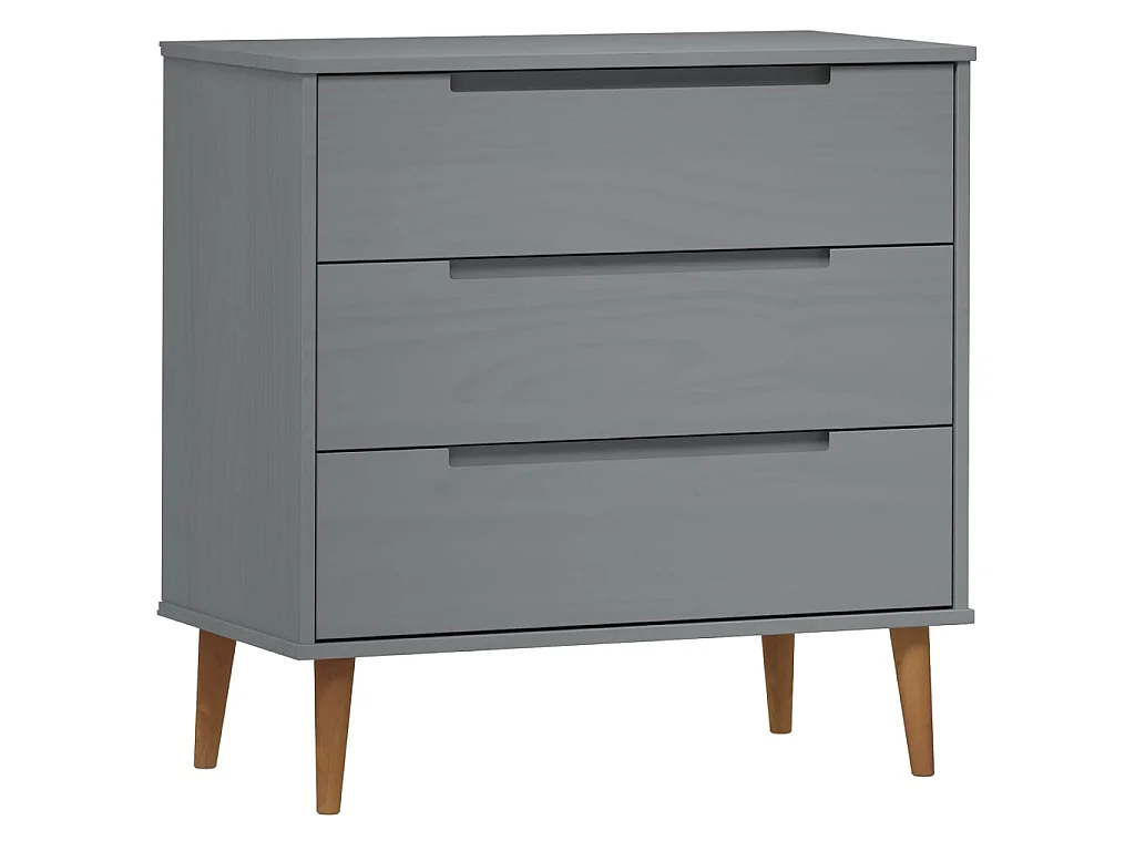 Cassettiera MOLDE Grigia 80x40x80 cm in Legno Massello di Pino