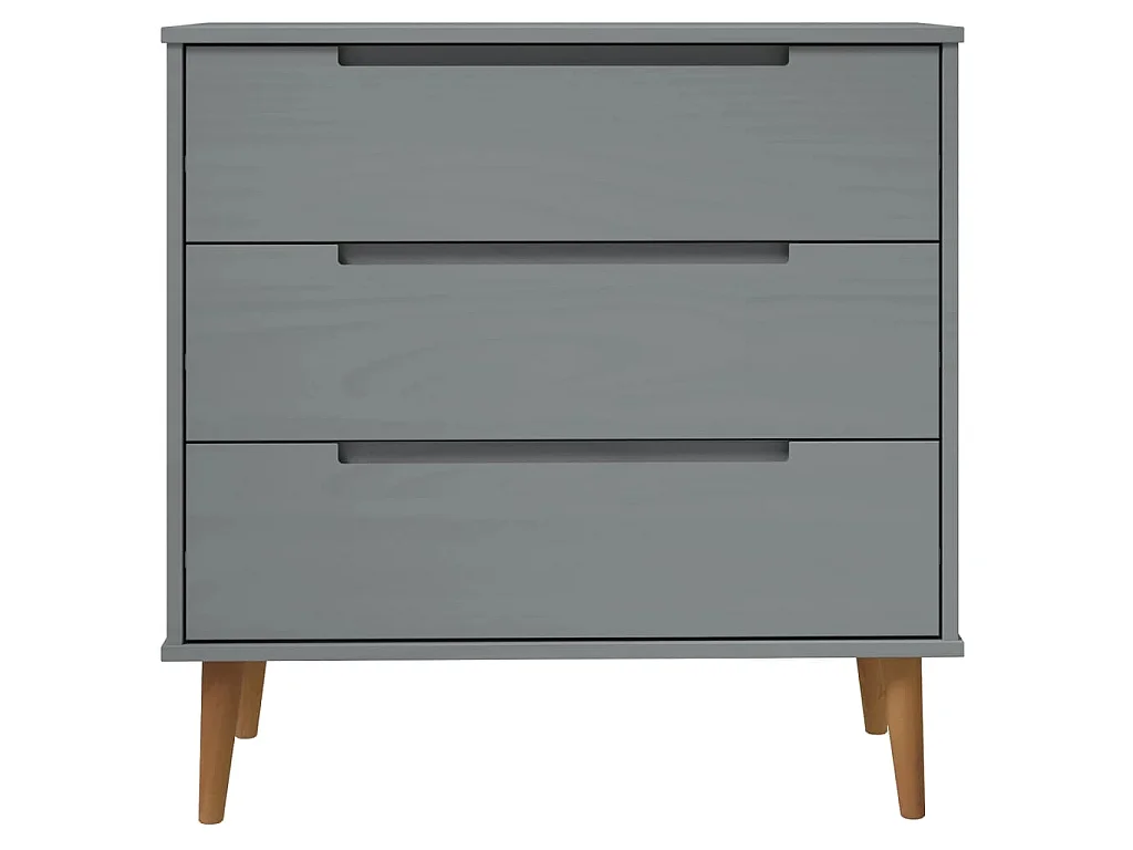 Cassettiera MOLDE Grigia 80x40x80 cm in Legno Massello di Pino