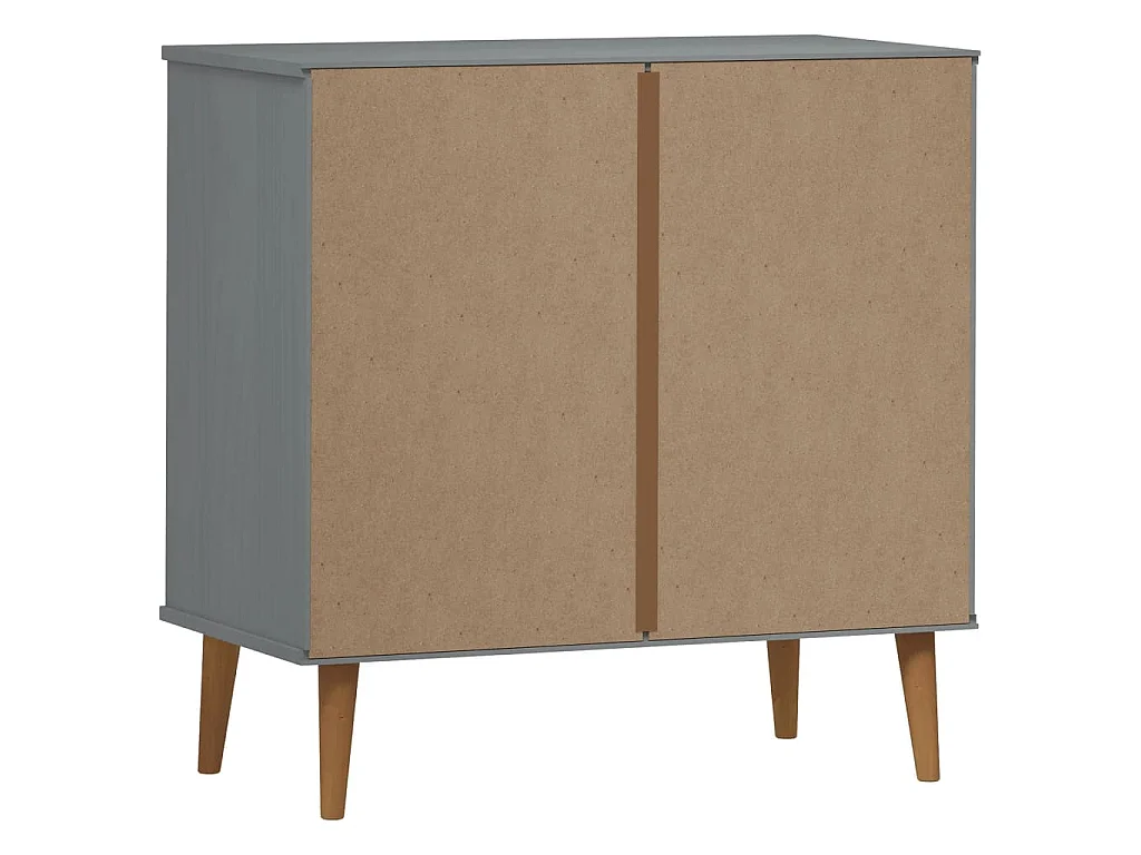 Cassettiera MOLDE Grigia 80x40x80 cm in Legno Massello di Pino