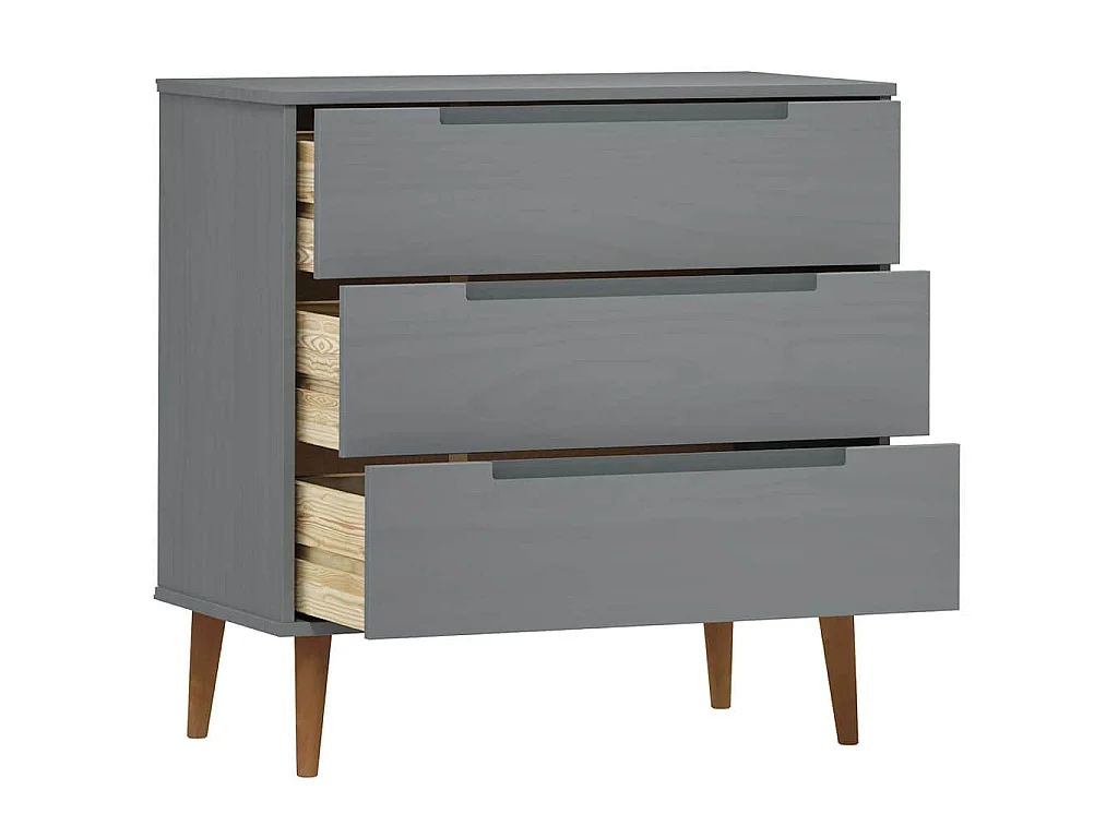 Commode MOLDE Gris 80x40x80 cm Bois de pin massif