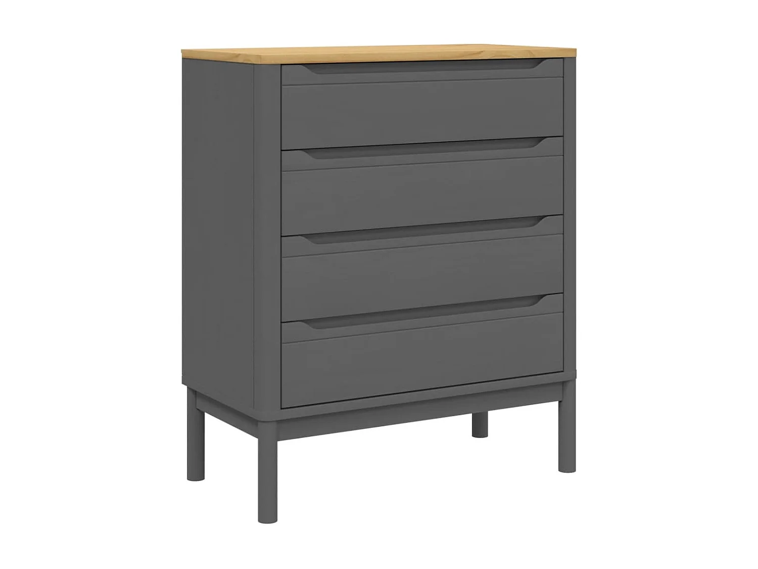 Cómoda cajonera FLORO madera maciza de pino gris