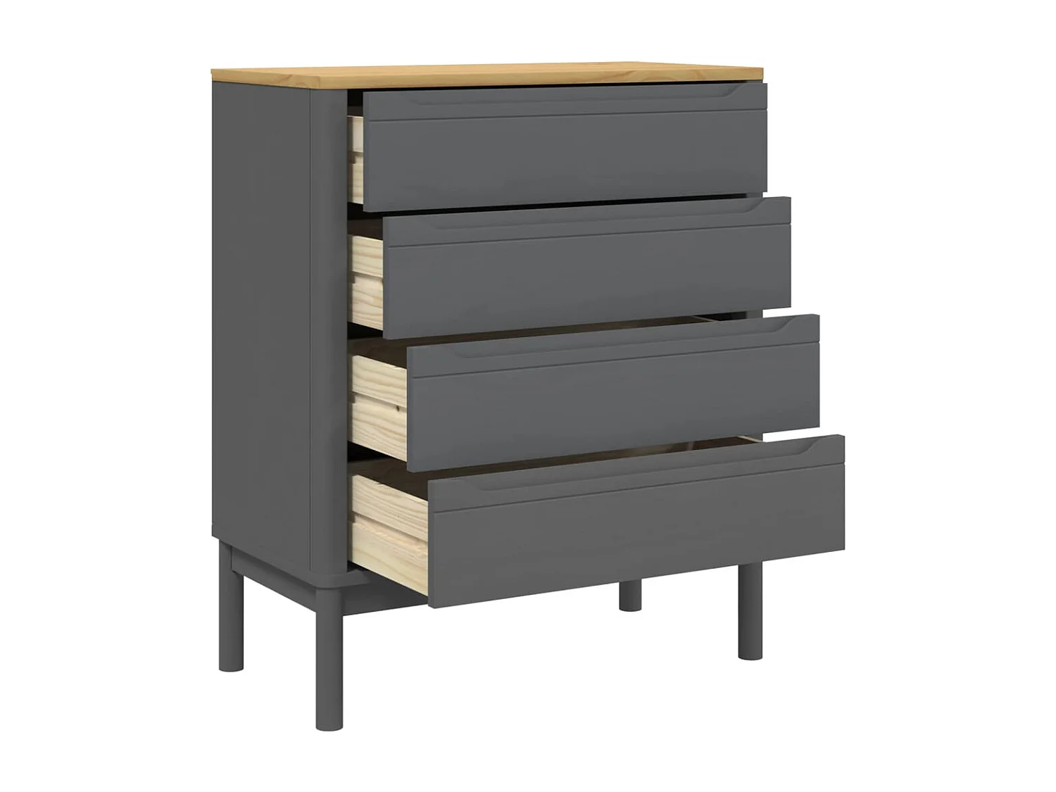 Cómoda cajonera FLORO madera maciza de pino gris