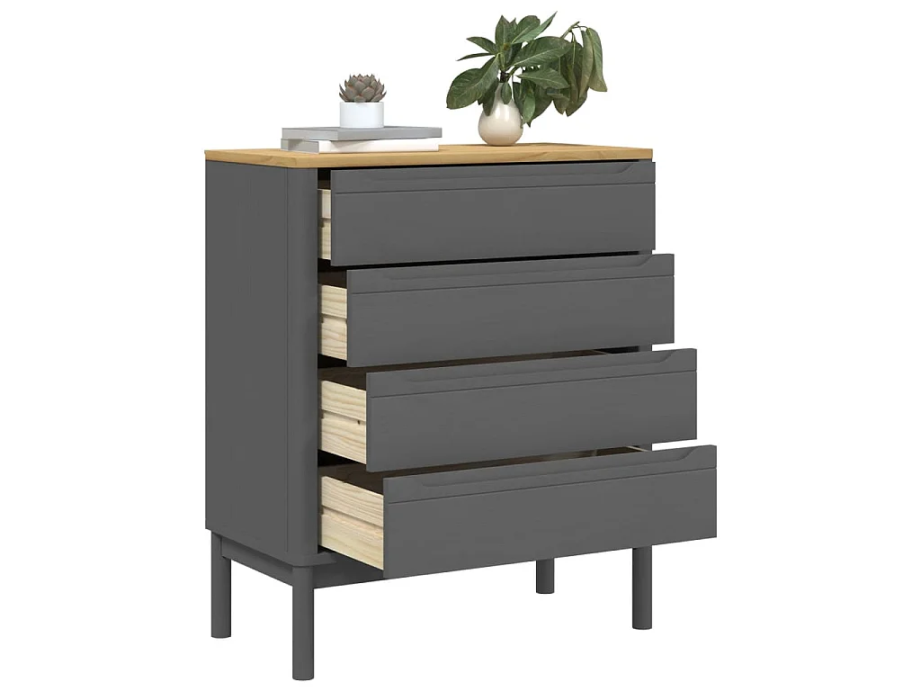 Commode FLORO gris bois de pin massif
