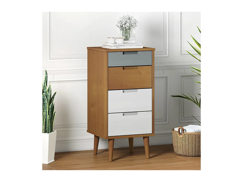 Commode MOLDE Marron 40x35x82 cm Bois de pin massif