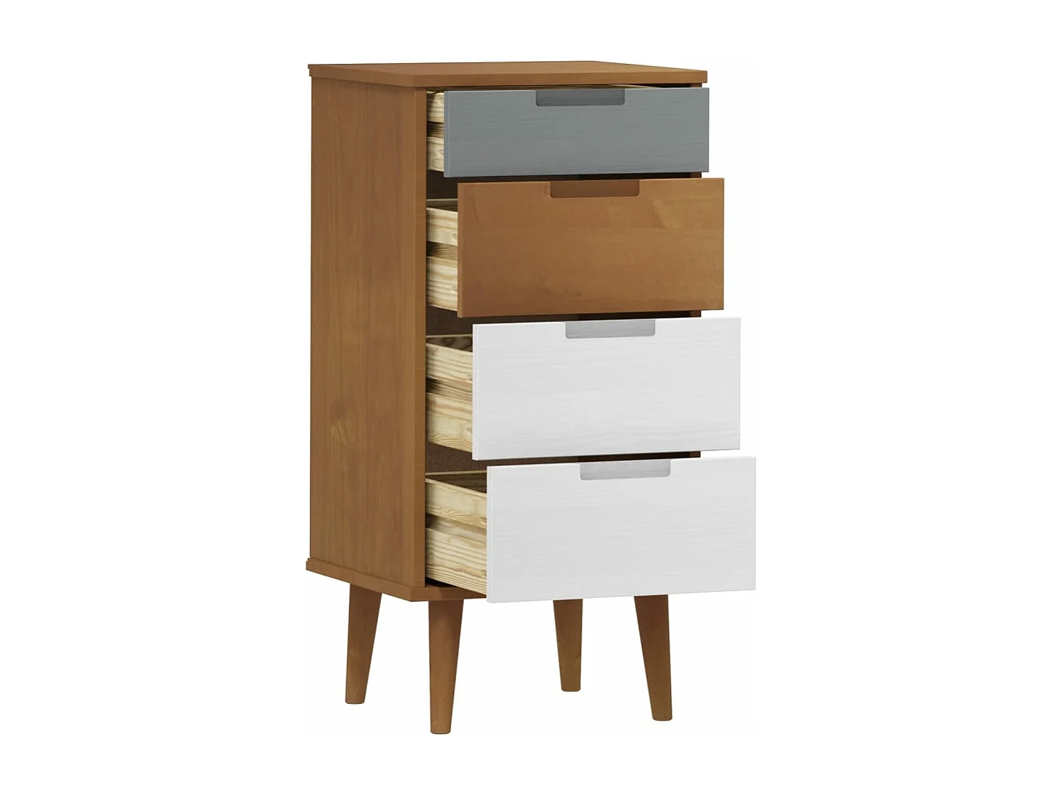 Schubladenschrank MOLDE Braun 40x35x82 cm Massivholz Kiefer