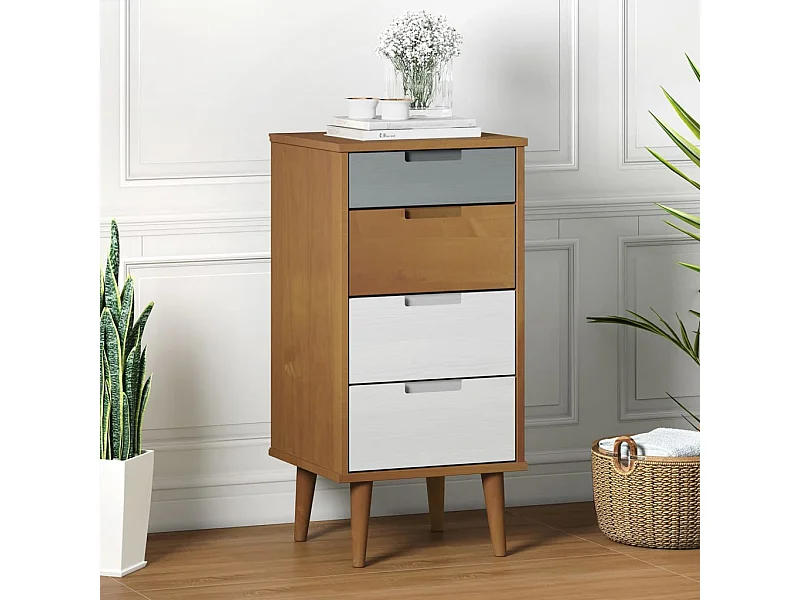 Commode MOLDE Marron 40x35x82 cm Bois de pin massif