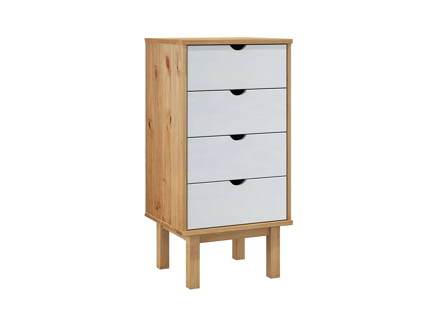 Commode OTTA marron et blanc 45x39x90 cm bois de pin massif