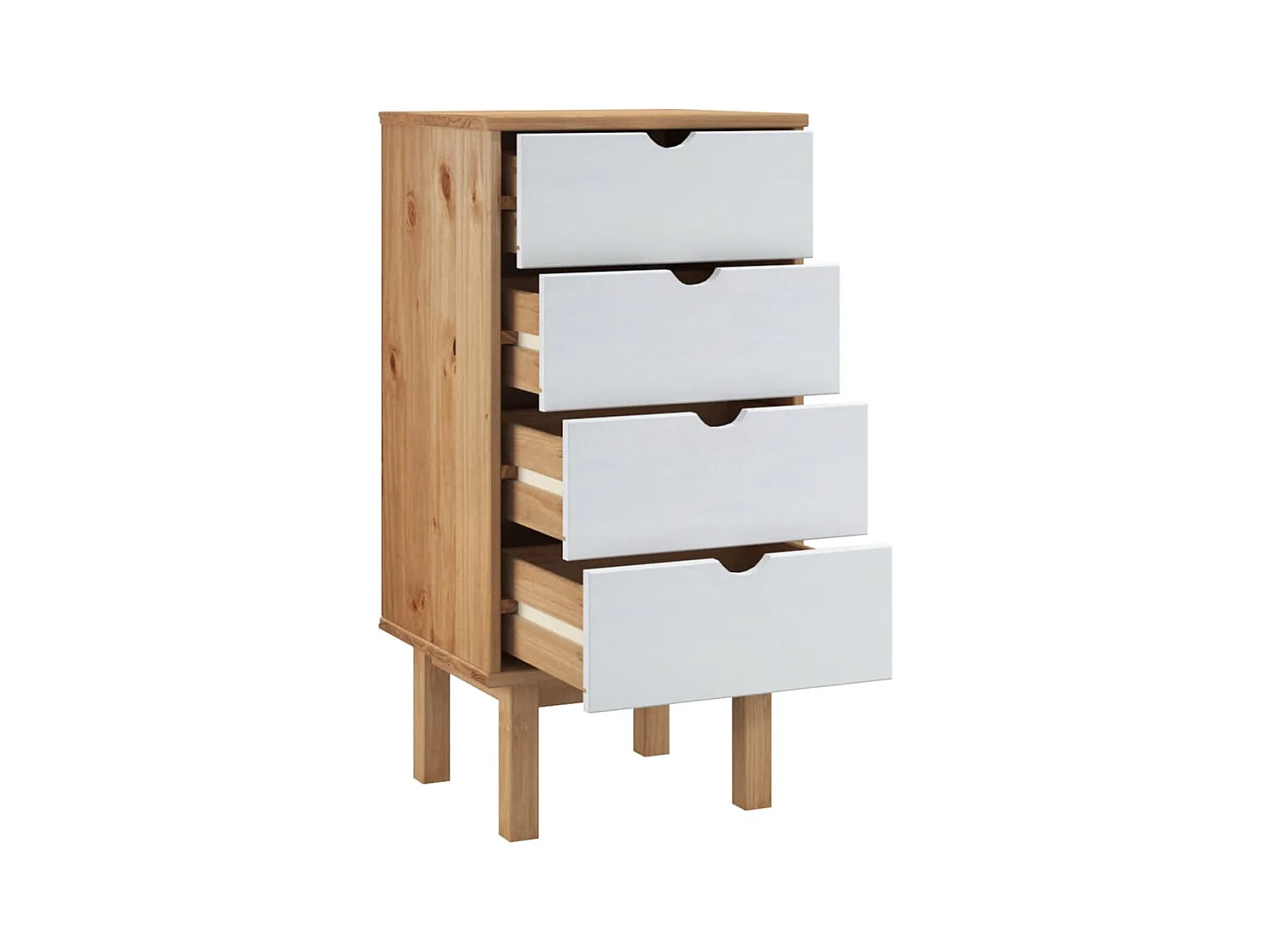 Commode OTTA marron et blanc 45x39x90 cm bois de pin massif