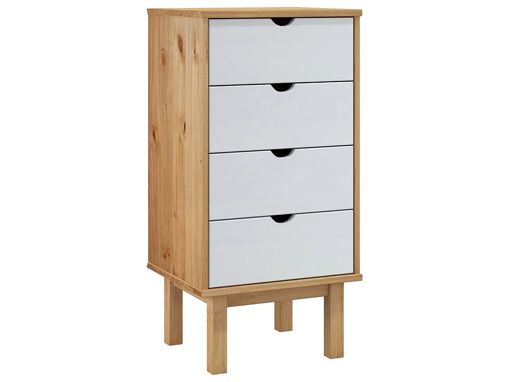 Armário gavetas OTTA 45x39x90 cm pinho maciço castanho/branco