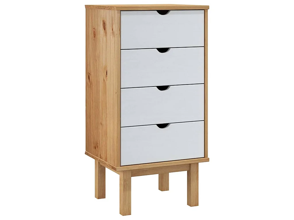 Schubladenschrank OTTA Braun & Weiß 45x39x90 cm Massivholz