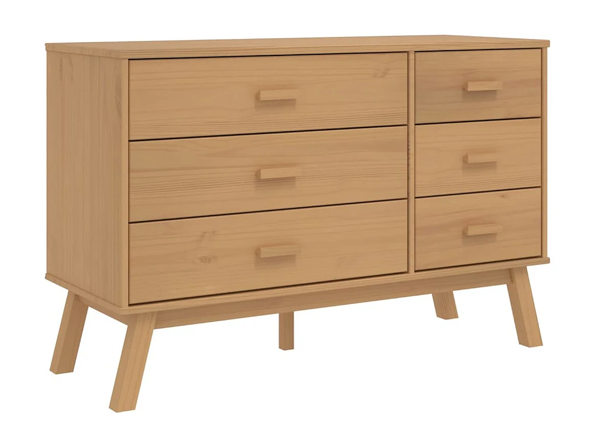 Schubladenschrank OLDEN Braun Massivholz Kiefer