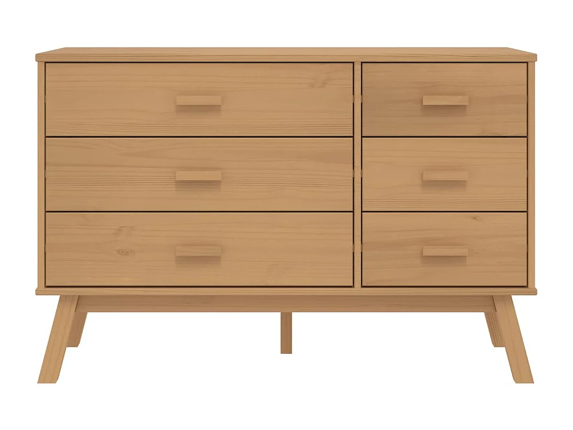 Schubladenschrank OLDEN Braun Massivholz Kiefer