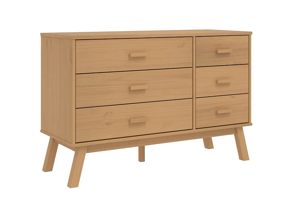 Schubladenschrank OLDEN Braun Massivholz Kiefer