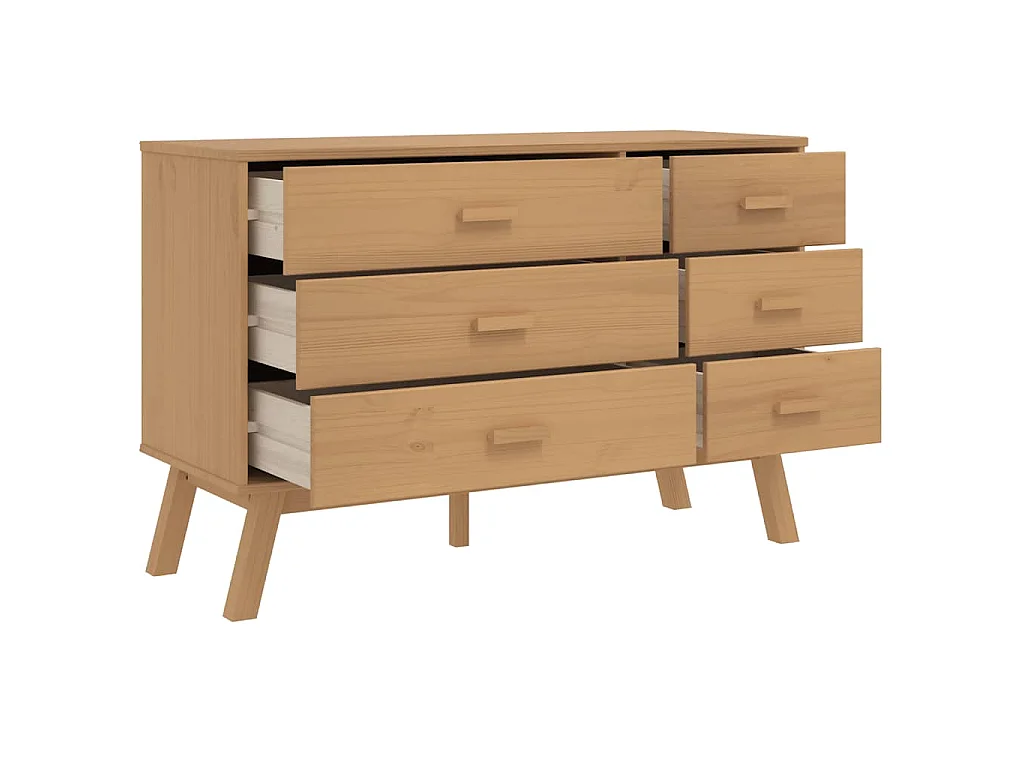 Schubladenschrank OLDEN Braun Massivholz Kiefer