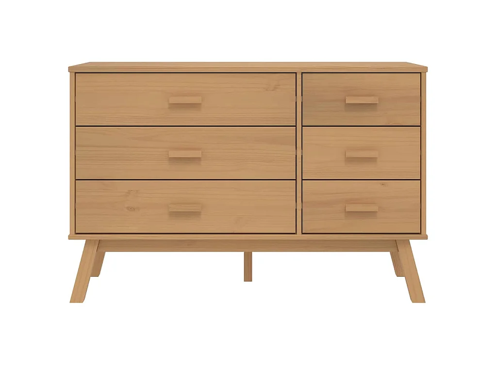 Schubladenschrank OLDEN Braun Massivholz Kiefer