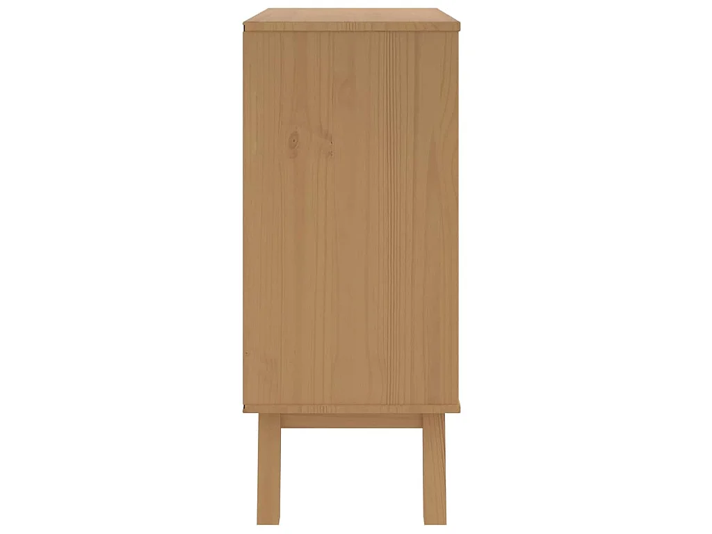 Mesita de noche OLDEN madera maciza de pino blanco y marrón