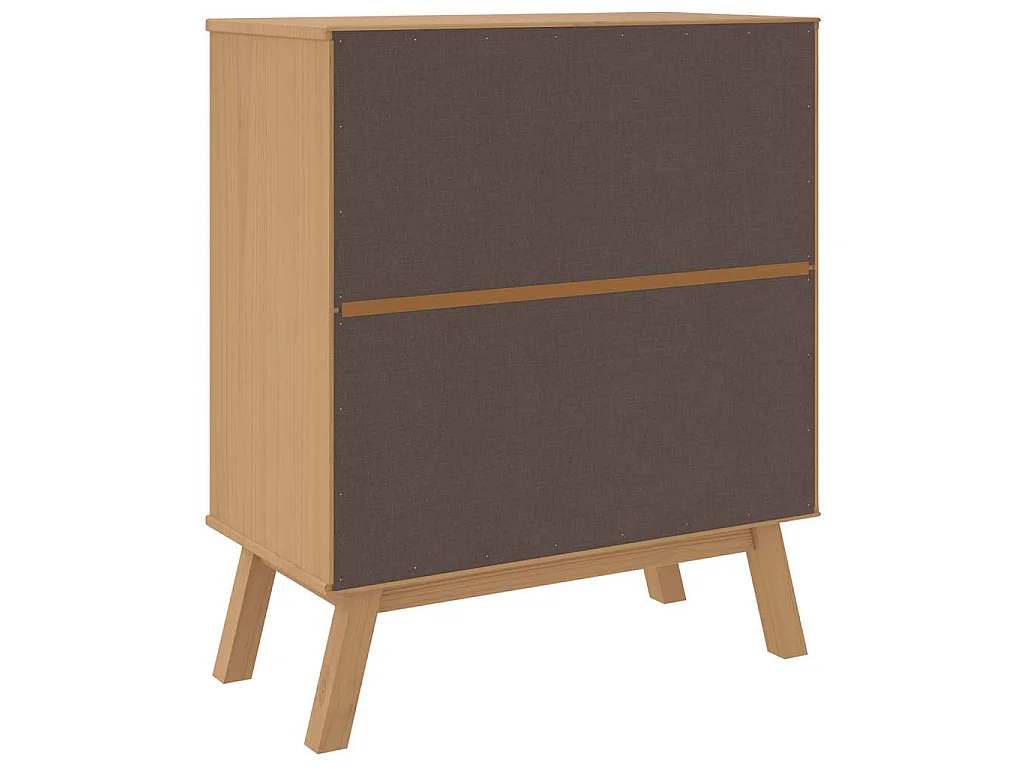 Mesita de noche OLDEN madera maciza de pino blanco y marrón