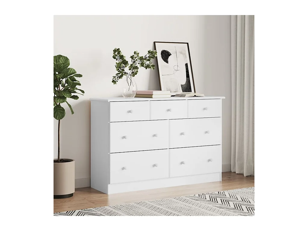 Commode ALTA blanc 112x35x73 cm bois massif de pin
